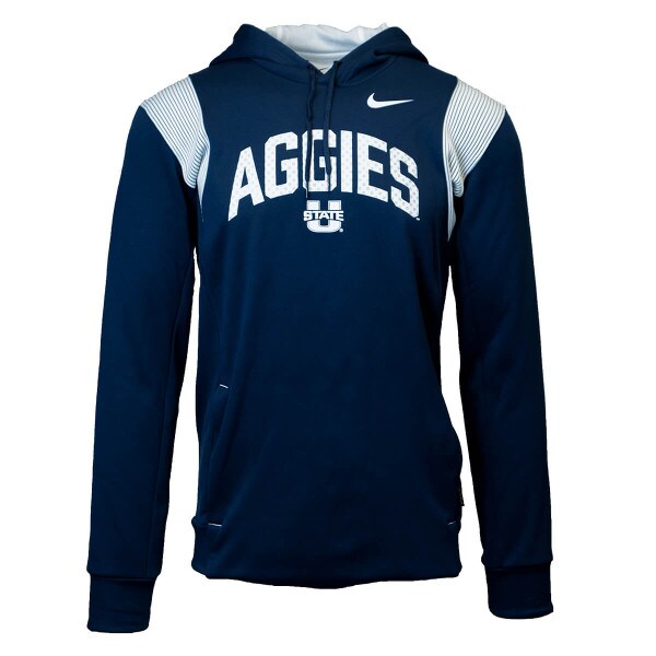 Navy, Colorblock, Aggies, U-State, Nike, Men's, Sweatshirt, Hoodie